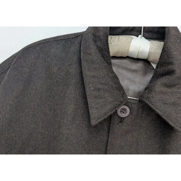 Men's Reversible Leather Jacket Coat Brown Wool Alberto Zimni Size XL